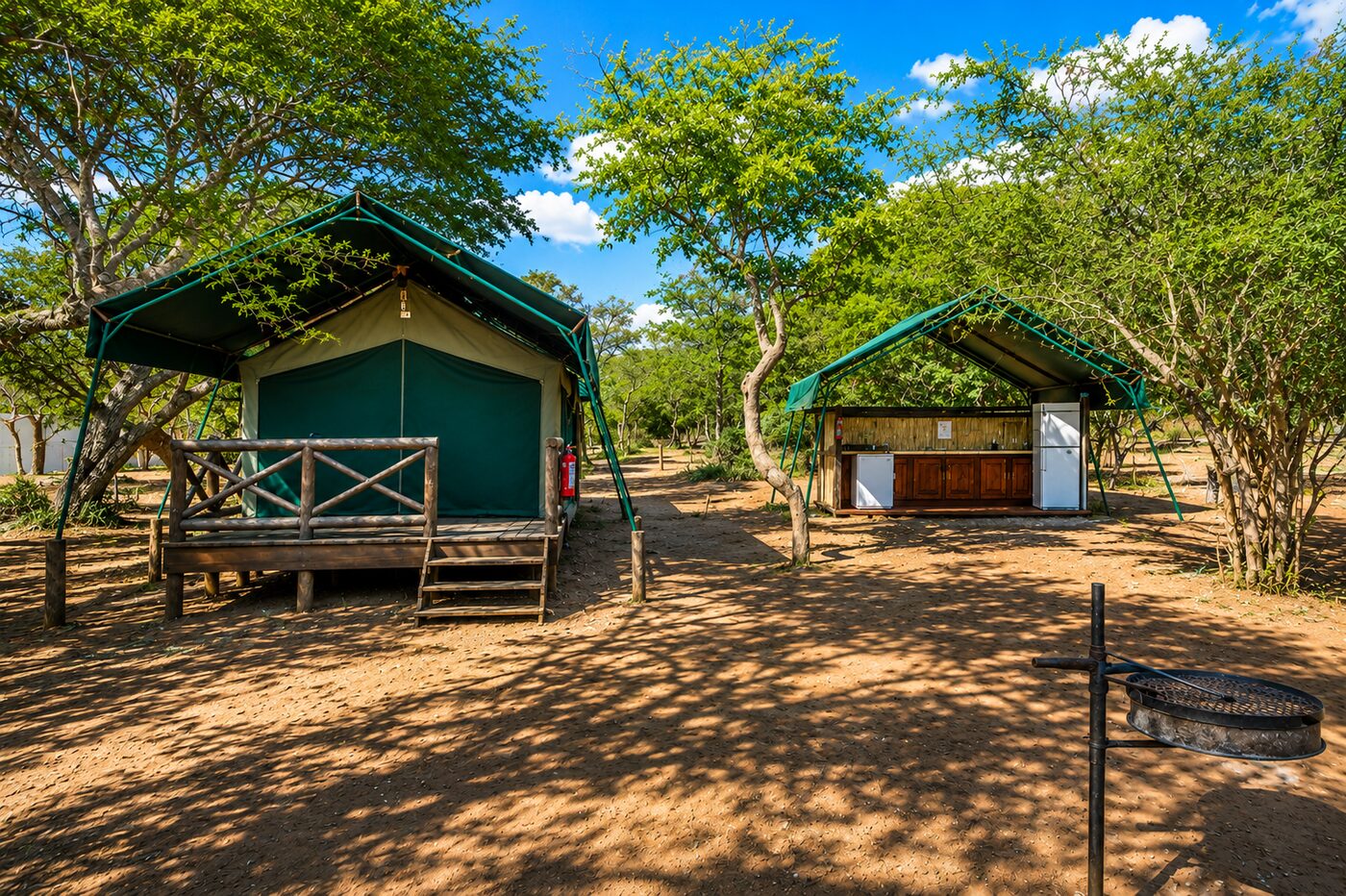 Safari tents in the Mantuma woodland